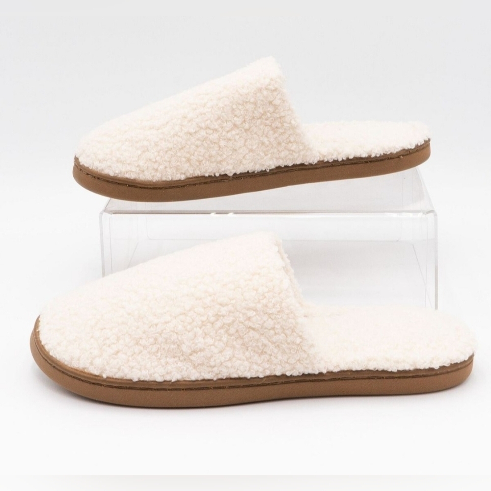 NWOT | Old Navy | Faux-Fur Mule Slippers | Hard Bottom | Size: 9 | Taupe/Creme